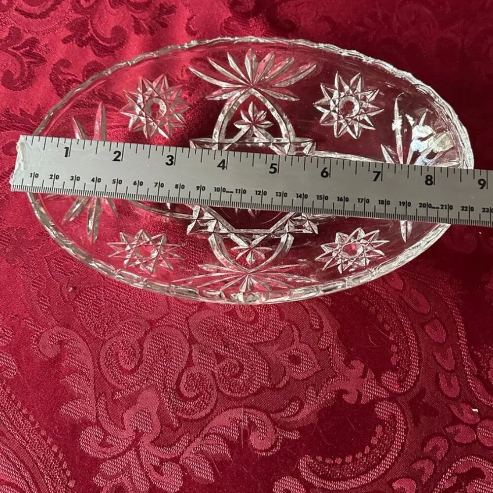 Vintage ANCHOR HOCKING Early American Prescut EAPC Glass Oval Dish Starbust
